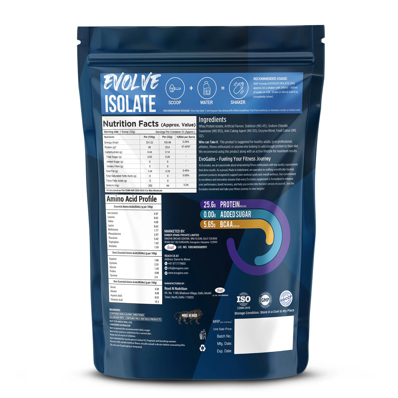 Evolve Isolate Protein 1Kg Kesar Pista